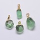 Natural Fluorite Nuggets Plated Pendants G-P077-43-1