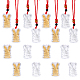 Chgcraft 16 pièces 2 couleurs feuille d'or lapin pendentif colliers sertis de cordes rouges NJEW-CA0001-08-1
