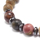 Jaspe polychrome naturel/pierre picasso/jaspe picasso et bracelet extensible en perles de bois BJEW-JB08534-01-5