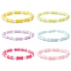 6Pcs 6 Color Bamboo Stick Acrylic & ABS Plastic Pearl Beaded Stretch Bracelets Set BJEW-JB09550-1