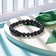 Natural Lava Rock Round Beaded Stretch Bracelet with Clear Cubic Zirconia Crown BJEW-JB07797-03-2