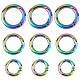 Gorgecraft 12 pièces 3 anneaux de porte à ressort en alliage de couleur arc-en-ciel FIND-GF0002-94-1