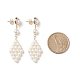 Orecchini pendenti con perle di conchiglia e rombi intrecciati in plastica EJEW-TA00166-4