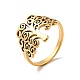 Ion Plating(IP) 201 Stainless Steel Tree of Life Finger Ring for Women RJEW-G266-03G-3