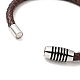 Leather Braided Cord Bracelet with 304 Stainless Steel Magnetic Column Clasps for Men Women BJEW-C021-02-P-5