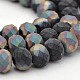 Half Rainbow Plated Faceted Rondelle Glass Beads Strands EGLA-J054-6x4mm-HR01-1