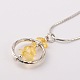 Alloy Natural Gemstone Pendant Necklaces NJEW-JN00907-3