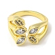 Real 18K Gold Plated Brass Micro Pave Clear Cubic Zirconia Open Cuff Rings RJEW-G303-01B-G-2