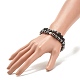 2pcs 2 style bracelets extensibles en roche de lave naturelle et hématite synthétique sertis de mots amour perles en laiton BJEW-JB08186-3