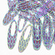 イオンプレーティング（ip）304ステンレスフィリグリービッグペンダント  エッチングされた金属装飾  花とオーバル  虹色  55x17x0.3mm  穴：1.2mm STAS-S108-82-1