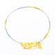 Collane di perline di vetro placcate personalizzate arcobaleno NJEW-JN03410-03-1