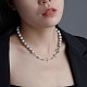 女性のためのチタン鋼のクロスリンクを備えた模造真珠ビーズチェーンネックレス  透明  45cm NJEW-BB71266-A-5
