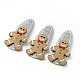 Tissu Gretel avec des bonhommes en pain d'épice de Noël et des pinces à cheveux en cuir PU PHAR-G006-04P-1