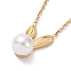 Collier pendentif lapin perle acrylique NJEW-C036-05G-2