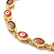 Emaillearmband mit bösem Blick und ovalen Gliederketten aus Glas BJEW-G663-01G-02-3
