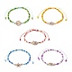 Alloy Enamel Evil Eye & Glass Seed Braided Bead Bracelet with Crystal Rhinestone for Women BJEW-JB09248-1