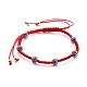 調節可能なナイロン糸編組ビーズブレスレット  赤い紐のブレスレット  丸いポリマー粘土のラインストーンビーズと真鍮ビーズ付き  ミックスカラー  内径：2-1/8~3-1/2インチ（5.5~8.9cm） BJEW-JB05446-2
