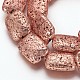 Brins de perles de pierre de lave naturelle galvanisées G-P400-08RG-01-2