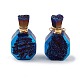 Pendentifs de bouteille de parfum ouvrables en agate druzy naturelle galvanisée G-L524-10G-02-1