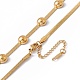 Ionenplattierung (ip) 304 halbrunde Perlenanhänger-Halskette aus Edelstahl mit Fischgrätketten für Damen NJEW-G090-02G-4