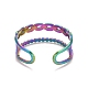 Rainbow Color Ion Plating(IP) 304 Stainless Steel Double Line Open Cuff Ring for Women RJEW-A005-28MC-3
