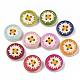 4-Hole Printed Natural Wood Buttons WOOD-S055-11-2