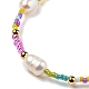 Semi di vetro miyuki regolabili e braccialetti di perline intrecciate di perle naturali BJEW-O187-02-3