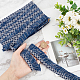 GORGECRAFT 10M x 3.5cm Wide Tassel Fringe Trim White Navy Blue Rhombus Pattern Fabric Lace Trimming Tassel Thread Edge Ribbon for DIY Sewing Crafts Home Drapery Curtain Pillow Table Clothes Decor OCOR-GF0002-05-3