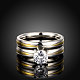 Titanio de acero de 316l de moda par de anillos de circonia cúbica RJEW-BB06903-7-1-2