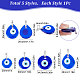 SUNNYCLUE 1 Box 5Pcs 5 Styles Glass Evil Eye Charm Lampwork Bead Charms Blue Hamsa Eyes Round Teardrop Charms for Jewelry Making Charm Women Adults DIY Crafts Necklace Earring Bracelet Supplies LAMP-SC0001-17-2