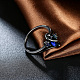 馬の目キュービックジルコニアリング  真鍮パーティーリング  ブルー  ガンメタ色  usサイズ7（17.3mm） RJEW-BB16570-7C-6