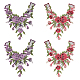 CHGCRAFT 4Pcs 2Colors Embroidered Lace Patches Neckline Decorations Peony Pattern Embroidered Cloth Collar Neckline Trim Clothes Sewing Applique Edge for DIY Garment Accessories DIY-CA0005-44-1