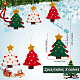 Craspire 6 個 3 色フェルトクリスマスミトン手の装飾クリスマスツリーとスターフェルト生地ペンダント装飾クリスマスハンギングオーナメントフェルト工芸品パーティーアクセサリー HJEW-CP0001-10-2