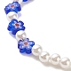 Plastic Imitation Pearl & Millefiori Glass Beaded Finger Ring Bracelet Necklace SJEW-JS01239-9