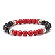 Rundes Stretch-Armband aus synthetischen türkisfarbenen (gefärbten) Perlen für Damen BJEW-JB07531-01-1