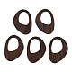 天然ウェンジウッドペンダント  染色されていない  不規則な楕円形のチャーム  ココナッツブラウン  50x35x3.5mm  穴：20x22.5mm WOOD-T023-55B-01-1