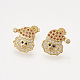 Ciondoli in ottone con zirconi cubici e orecchini a bottone e anelli regolabili set di gioielli SJEW-S043-04-4