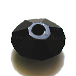 Imitation Austrian Crystal Beads, Grade AAA, Faceted, Flat Round, Black, 8x4mm, Hole: 0.9~1mm