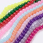 Imitation Jade Glass Beads Strands, Spray Painted, Round, Mixed Color, 8mm, Hole: 1.3~1.6mm, about 100pcs/strand, 31.4 inch