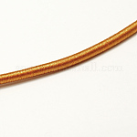 Round Plastic Tube Cords, Covered with Silk Ribbon, Dark Orange, 480x4mm