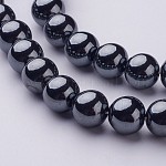 1 Strang Klasse AAA Unmagnetisches synthetischen Hämatit runde Perlen Stränge, Schwarz, 10 mm, Bohrung: 1.8~2 mm, ca. 42 Stk. / Strang