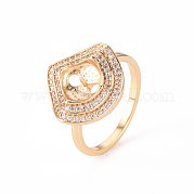 Brass Micro Pave Clear Cubic Zirconia Peg Bails Cuff Finger Ring Settings KK-T062-109G-NF