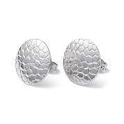 304 Stainless Steel Textured Flat Round Stud Earrings for Women EJEW-I285-03P
