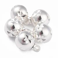 925 Sterling Silver Beads, Fancy Cut Round, Silver, 8mm, Hole: 1mm