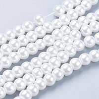 Weiße Glasperle runde lose Perlen für Schmuck Halskette Handwerk X-HY-6D-B01