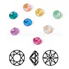 Cabochons de strass en K9 verre , style fluo moka, pointé en arrière, facette, diamant, couleur mixte, 2.5x1.5mm