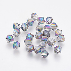 Imitazione branelli di cristallo austriaco, grado aaa, vetro k9, sfaccettato, bicono, colorato, 6x6mm, Foro: 0.7~0.9 mm