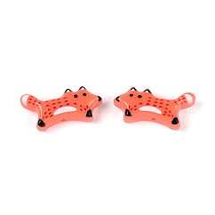 Perle di resina opaca stampate, volpe, pomodoro, 11.5x24x6mm, Foro: 1.4 mm