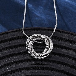 Collares colgantes de triple círculo de acero inoxidable 304 para mujer&nbsp;NJEW-Z044-14P