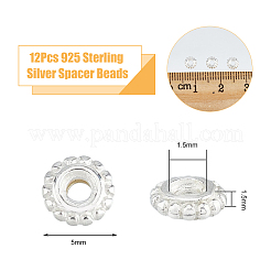 12 pz. 925 perline distanziatrici granulate in argento sterling&nbsp;STER-DC0001-31